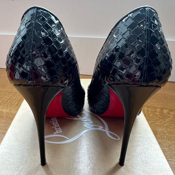 Christian Louboutin Kate 100 Pumps Scale-Embossed Black LV size 38 - Picture 5 of 13